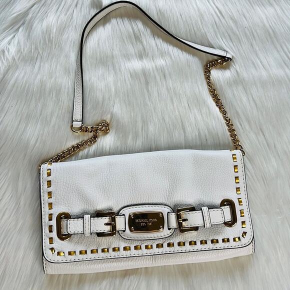 Michael Kors Optic White Hamilton Whipped Shoulder Bag - Picture 1 of 13